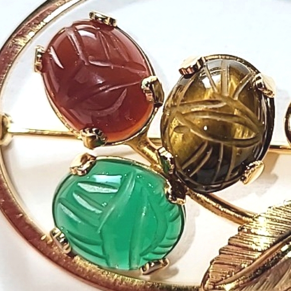 CASSELL GF SCARAB PIN BROOCH - GOLD-FILLED, GENUINE STONES - Picture 4 of 6